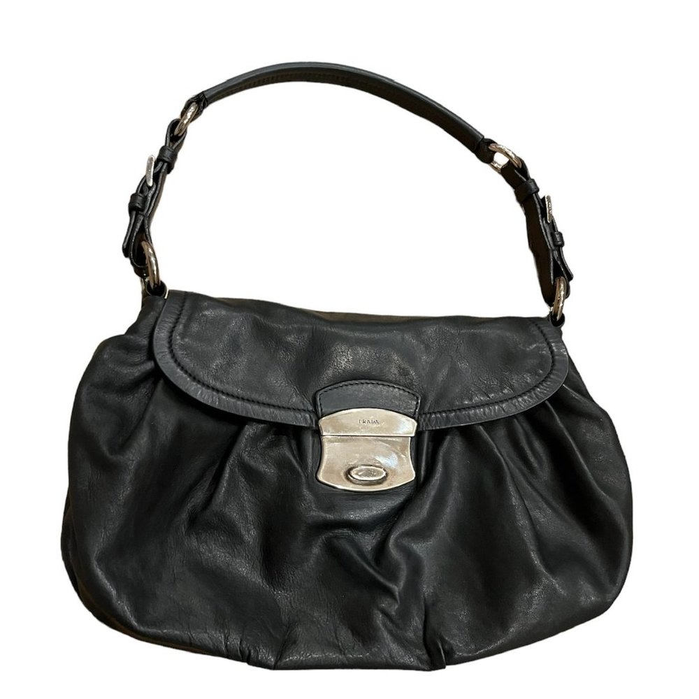 Prada Black Leather Shoulder Bag Vintage